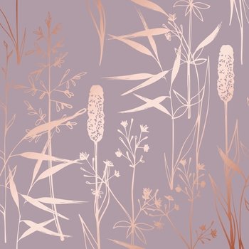 Vector pattern with wildflowers imitating the surface of pink gold. Decorative background for design of cards, cases, packaging, covers and much more. Vector pattern with wildflowers imitating the surface of pink gold