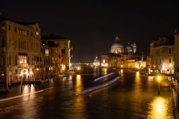 Cityscape image of Grand Canal with Santa Maria della Salute Basilica on the background, Venice, Italy. Cityscape image of Grand Canal with Santa Maria della Salute Basilica