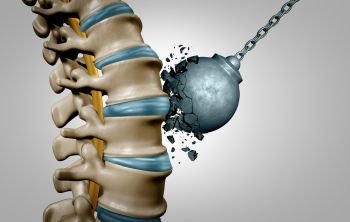Strong spine and spinal strength human anatomy concept as medical health care body symbol with the skeletal bone structure and intervertebral discs closeup as a 3D illustration.