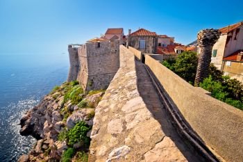 Dubrovnik defense walls and rooftops view, Dalmatia region of Croatia