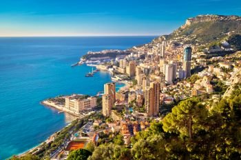 Monte Carlo cityscape colorful view from above, Principality of Monaco