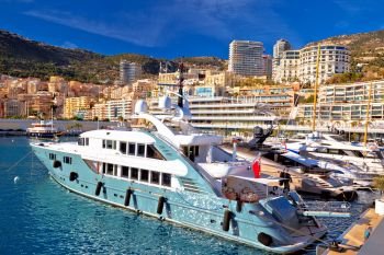 Monte Carlo yachting harbor and waterfront view, Principality of Monaco