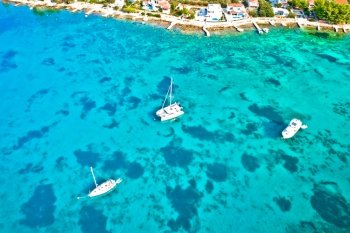 Turtuoise sailing sea on Korcula island, Dalmatia region of Croatia