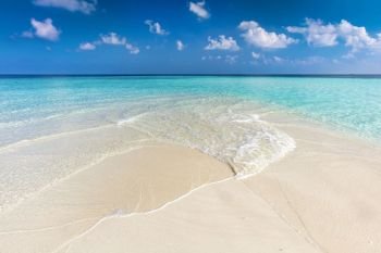 Tropical beach with white sand and clear turquoise ocean. Maldives islands.. Tropical beach with white sand and clear turquoise ocean. Maldives