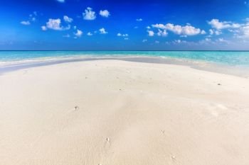 Tropical beach with white sand and clear turquoise ocean. Maldives islands.. Tropical beach with white sand and clear turquoise ocean. Maldives
