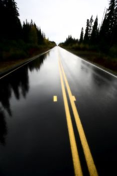 Wet Cassiar Highway through Northern British Columbia