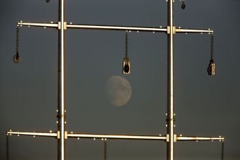 Full Moon And Power Line in Saskatchewan Canada