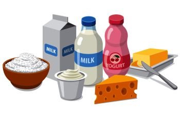 illustration of set different dairy milk products. milk products