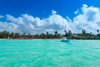  sea in Zanzibar beach. Natural tropical water paradise. nature relax. Travel tropical island resort. 