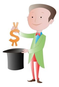 The Business Magician: Making money disappear vector illustration