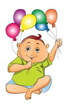 Boy Playing with Balloons, vector illustration