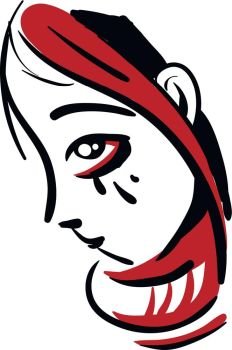 Crying red head girl vector illustration on white background.