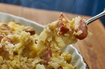 Hash Brown  Breakfast Casserole With Sausage, easy breakfast casserole is made with frozen hash browns, eggs, sausage and cheese