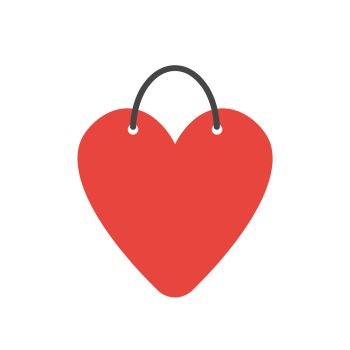 Vector illustration icon concept of heart-shaped shopping bag.