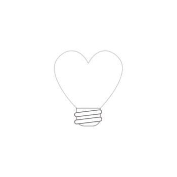 Vector illustration icon concept of heart shaped light bulb. Color outlines. 