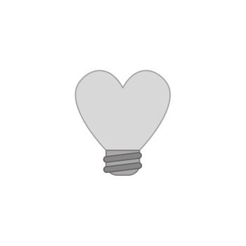 Vector illustration icon concept of heart shaped light bulb. Colored and color outlines.