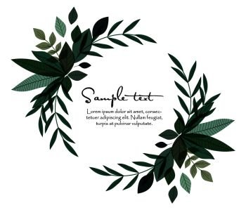 Vector illustration of decoration leaves. Nature background with a text frame. Nature decoration leaves