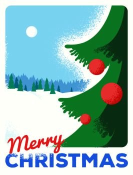 Christmas greeting card, retro styled with scratched paper