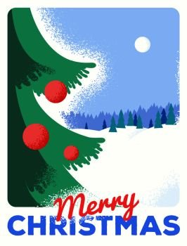 Christmas greeting card, retro styled with scratched paper