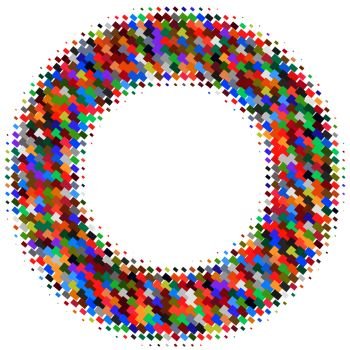 Flat colorful ornament with retro halftone styled squares