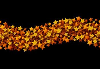 Golden stars glitter scattered in celebration card