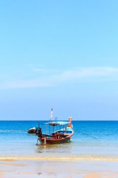 Long tail boat, tropical beach, Bang Tao, Phuket, Thailand