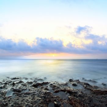 Seascape - Sunset over Atlantic Ocean, Tenerife. Water in motion blur
