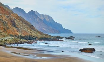 Rocky coast and Almaciga beach inTenerife, The Canaries