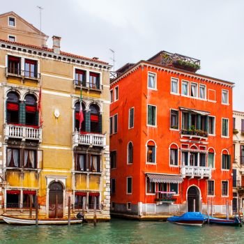 Houses in Grand Canal in Venice, Italy