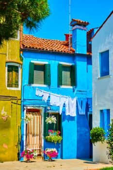 Vivid picturesque houses in Burano, Venice, Italy  