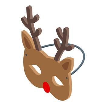 Cute deer mask icon isometric vector. Xmas party. Photo mask. Cute deer mask icon isometric vector. Xmas party