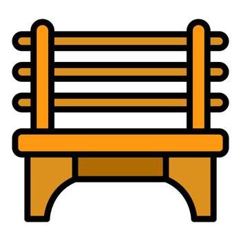 Classic park bench icon outline vector. Wood garden. Street outdoor color flat. Classic park bench icon vector flat