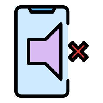 Silent mobile icon outline vector. Phone mode. Mute sound color flat. Silent mobile icon vector flat