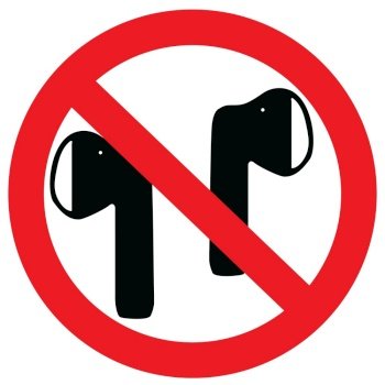 No Headphones icon. Not allow Earphones symbol. No earbuds allowed sign. flat style. 