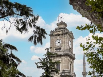 Istanbul Turkey Dolmabahce Clock Tower and its architecture