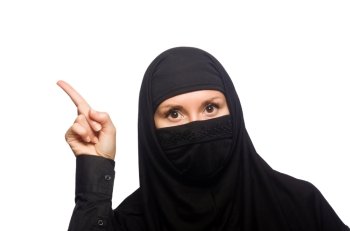 Muslim woman isolated on the white