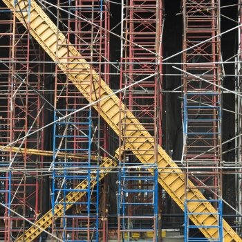 Scaffolding at construction site, Chelsea, Manhattan, New York City, New York State, USA