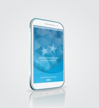 Smart phone, touch screen phone with blue background