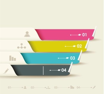 Vector options / progress banners with colorful tags.