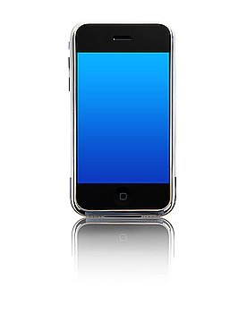 Mobile phone photo isolated on white background, conceptual image of communication & business