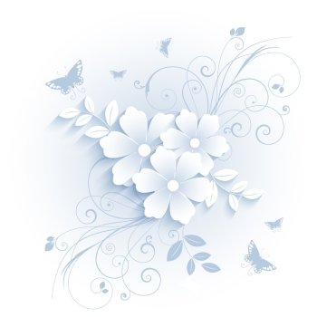 Abstract background with a floral design with butterflies