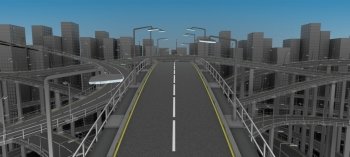 3D Render of Freeway in the city