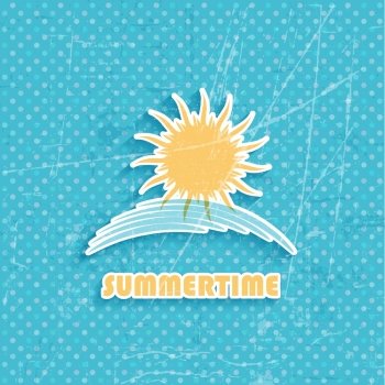 Grunge style summer background with sun icon