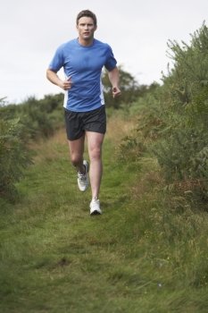 Man On Run In Countryside