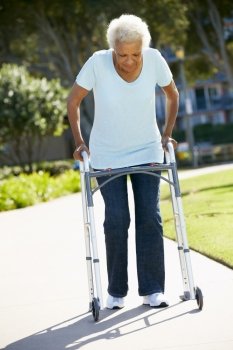 Senior Woman With Walking Frame