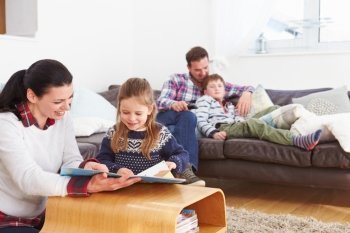 Family Relaxing Indoors Together