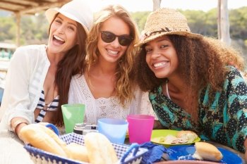 Group Of Female Friends Enjoying Lunch Outdoors