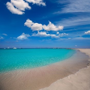 Formentera Illetes Illetas tropical beach near Ibiza at Balearic islands of Spain