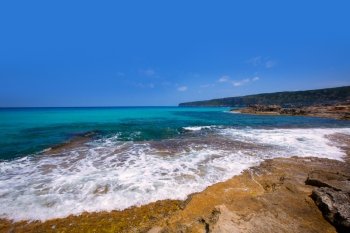 Formentera Escalo de San Agustin beach turquoise Mediterranean at Balearic Islands