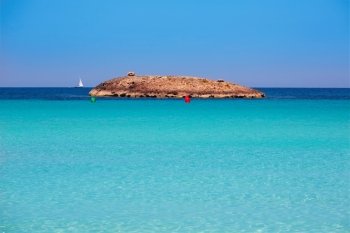 Illetes Illetas island in formentera beach at Balearic Islands of spain
